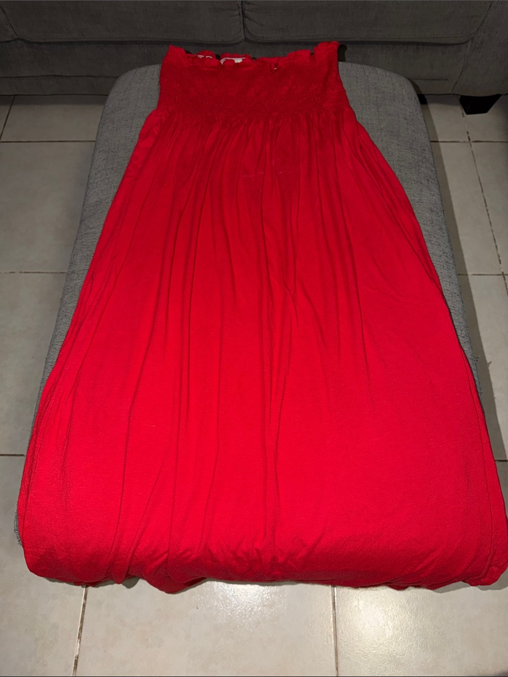 Faded Glory Vibrant Red Smocked Maxi Skirt
